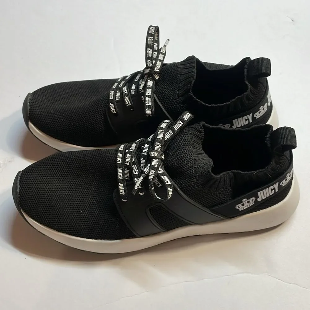 Juicy by Juicy Couture Avaya women sneaker Black/White Stretchy Mesh Sz 7